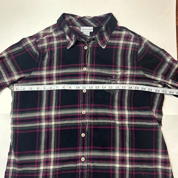 Soft Surroundings Pink Black Plaid Flannel Button Down Tunic Size 1X - Picture 10 of 12
